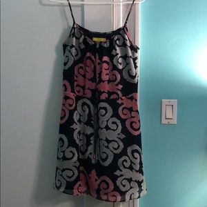 Navy, pink, grey dress